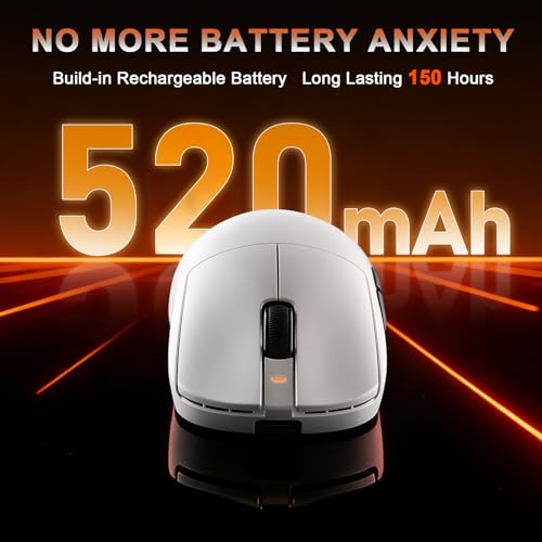 Image of MIKIBY-ATK A9 Wireless Gaming Mouse, 18000 DPI, PAW3395 SE Sensor-White | 53G Lightweight, Tri-Mode 2.4G /BT /USB-C Wired Mouse, 520mAh Battery,Programmable Ergonomic Mouse,Office Mice for PC /Win /Mac