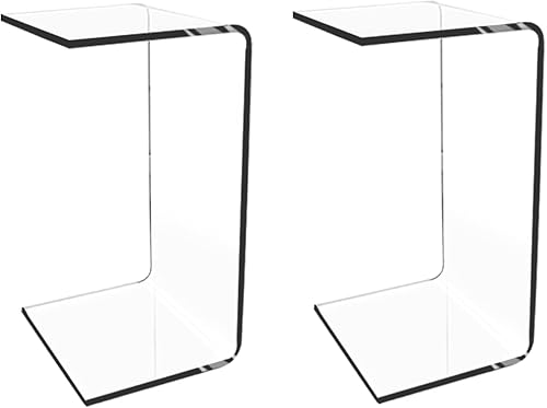 Miniatura 10 de Mesa auxiliar acrílica, 12 pulgadas de profundidad x 20 pulgadas de ancho x 10 pulgadas de alto, mesa auxiliar transparente multiusos en forma de C,