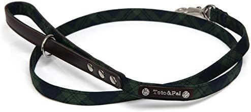 Toto&Pal Royal Tartan Check Lead (with Swarovski) Navy, 0.4 inches (10 mm)