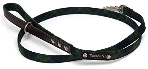 Toto&Pal Royal Tartan Check Lead (With Swarovski) Navy, 0.4 Inches (10 Mm) #TOP1