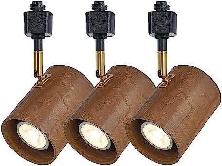 Modern H Type Track Lighting Heads, Adjustable Black Finish and Dark Wood Lampshade Spotlight, Brass Swivel Item Kit, for Accent Retail-Pack of 3 Modern H Type Track Lighting Heads, Adjustable Black Finish and Dark Wood Lampshade Spotlight, Brass Swivel Item Kit, for Accent Retail-Pack of 3