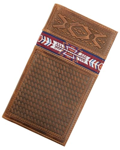 Cody James Men's Leroy Leather Southwestern Woven Inlay Rodeo Wallet - Cjafa24wt2-Bn