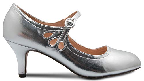 Olivia K Women's Kitten Low Heels Round Toe Mary Jane Pumps - Adorable Vintage Retro Shoes- Unique Side Cut Out Design2