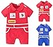 stylesilove Baby Boy Car Racer Romper - Cotton Short Sleeve Outfit for Birthday, Halloween, Toddler Clothes (Red, 12-18 Months)