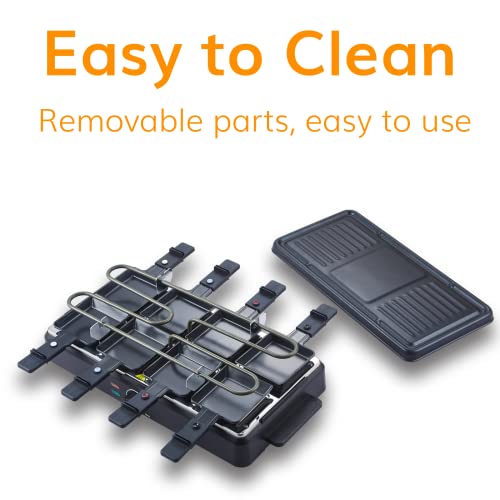 M Minca Raclette Grill Electric Grill Table Portable 2 In 1 Korean Bbq Grill Indoor & Cheese Raclette, Removable Hot Plate, Adjustable Thermostat, With 8 X Mini Cheese Pans & Spatulas #TOP3