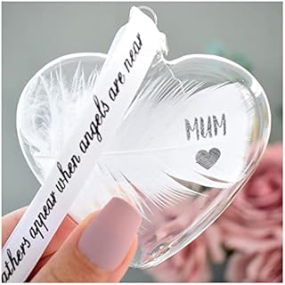 Mum Feather Memorial Bauble Personalised Glass Heart Christmas Tree Decoration Handmade Keepsake