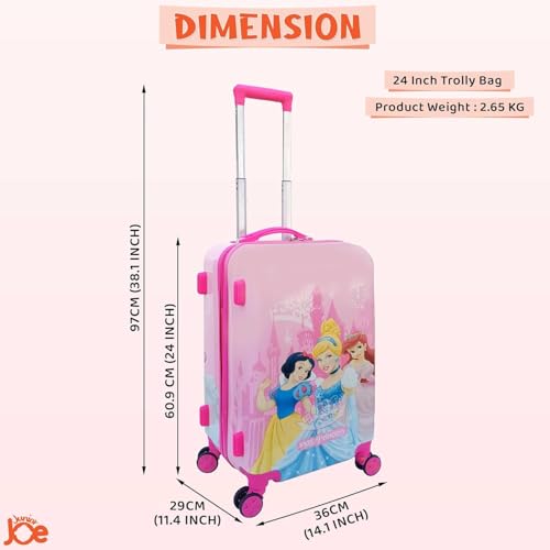 Image of JUNIOR JOE Polycarbonate 24 Inch Kids Suitcase with 4 Wheel Travel Trolley Bag (4 Day Trip)