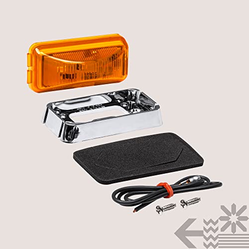 2.5" Amber Led Trailer Marker Light W/Chrome Bezel [Dot Fmvss 108] [Sae P2Pc] [Surface Mount] [Waterproof Ip67] Side Marker Lights For Trailer Truck #TOP7