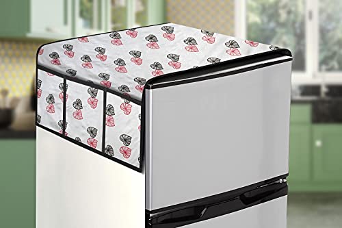 Image of Stylista Refridgerator top Cover Suitable for Samsung RT28C3452CU /HL, 236 Liter Fridge, Dimension (WXD) 65x111 CM, Coralheart Pattern Grey