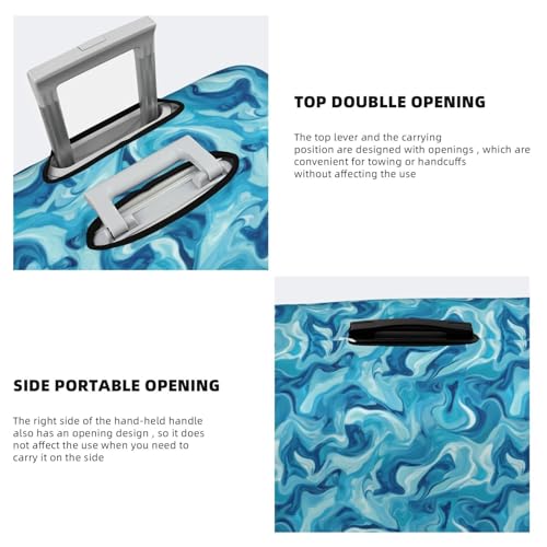 Swirling Liquid Blue And Teal Elastic Travel Luggage Covers Dustproof Scratch-Resistant Suitcase Protector Fit 22-24 Inch3