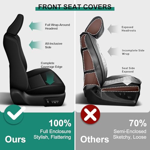 Image of AOMSAZTO Custom Fit Seat Covers for Toyota Camry 2025-2026 XLE XSE Full Set Faux Leather Car Seat Covers Waterproof Airbag Compatible Interior Protection (Black)