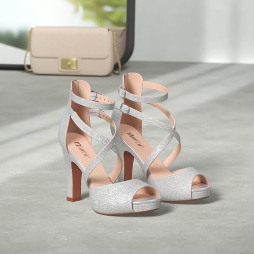 IDIFU Women's IN4 Platform Heels Strappy Chunky Heels For Women Dressy Peep Toe High Heels For Women Bridal Wedding Shoes For Bride On Evening Prom2