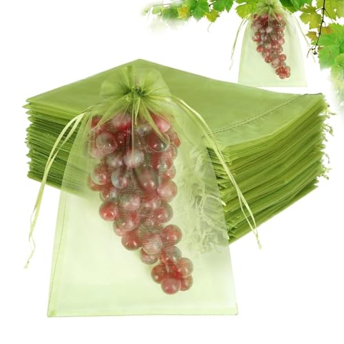 Bolsas para Frutas En Árboles, 100 Piezas Barrera Antipájaros, Bolsas de Malla Tomates, para Fresas, Arándanos, Verduras, Bayas, Tomates, Mangos, Jardín, Y