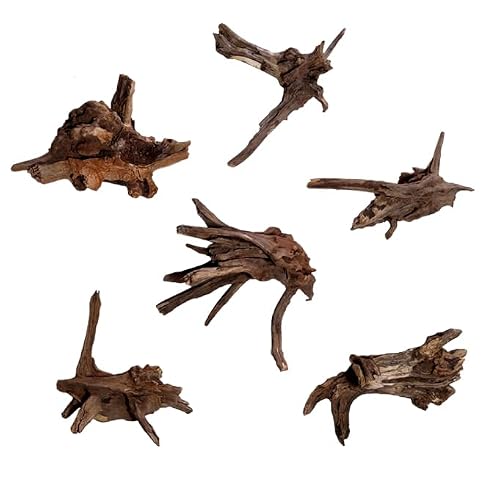 Foigfwaz Natural Coral Driftwood Aquarium Decor, 6 Pcs 6-8 Inch Assorted Twisted Branches, Safe Sinking Driftwood Ornament for Fish Tank Reptile Terrarium Landscape Decoration