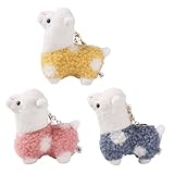 SHIDXIB 3Pcs Cute Alpaca Plush Keychain Soft Stuffed Cartoon Cute Plush Keychain Bag Backpack Pendant
