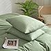 AOJIM Sage Green Duvet Cover King – 100% Washed Cotton, Solid Color, 3-Piece Breathable Bedding Set Including 1 Light Green King Comforter Cover + 2 Pillowcases for All Seasons (No Comforter)