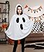 Oskiner Ghost Costume for Adults,White Ghost Poncho Hooded Cape,Spooky Halloween Costume for Women