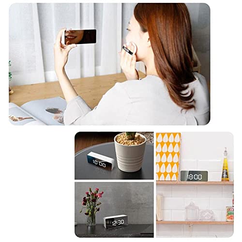 Image of Alarm Clock Battery & USB Powered Acrylonitrile Butadiene Styrene(Abs) Digital Mirror Led Display Travel Clock with Snooze Time Temperature Function for Home Kids Bedroom