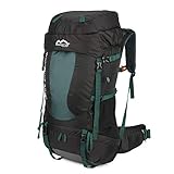 MONTIS WILDNATURE 70+10, Trekking-/Wanderrucksack, Regenschutz, genug Platz für Camping Ausflüge, geeignet als Backpacker, Touren- & Reiserucksack mit Audio- & Trinkvorbereitung (70+10L - Tannengrün)