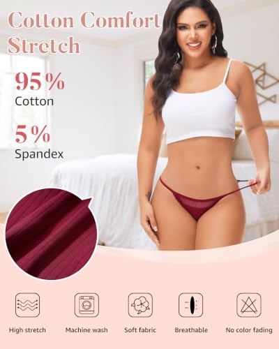 Image of LEVAO Cotton Underwear for Women, Lace Cut Out String Bikini Panties S-3XL