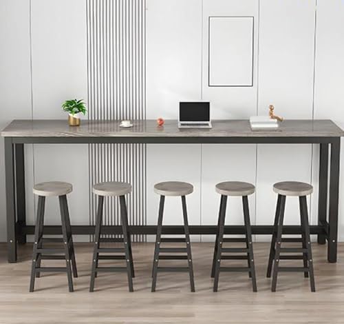 Modern Rectangular Bar Table - Stylish Wood Pub Table for Narrow Spaces, Dining, Living Room, Kitchen Island - Sturdy Metal Frame Console Coffee Table