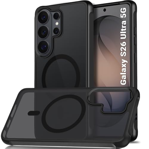 Image of TheGiftKart for Samsung S26 Ultra Case, Matte Frosted Hard Back Cover Compatible with MagSafe, Hybrid Shockproof Galaxy S26 Ultra Back Cover (PC & TPU, Translucent Black)