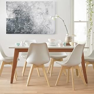 Frixovel Sedie sala da pranzo, sedia scandinava Set di 6, ideale per sala da pranzo, soggiorno, cucina, camera da letto (6, bianco, standard)