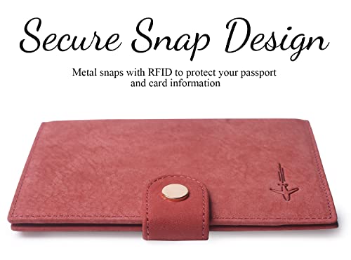 Image of Genuine Leather Passport Case, RFID Passport Cover with Credit Card Holder for Women and Men Family ID Travel