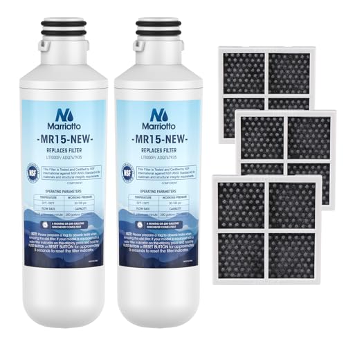 MARRIOTTO Water Filter LT1000PC Replacement for Refrigerator and LT120F ADQ73334008 Fresh Air Filter, Compatible withLT1000PC/PCS, LT1000PC,LT-1000PC, MDJ64844601, ADQ747935 ADQ74793504