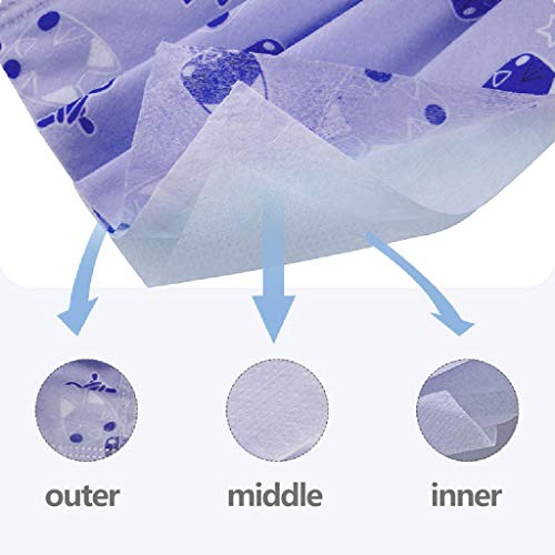 AJooED descartável, 3 camadas, 50 peças, projetado para crianças, ideal para viagens, trabalho, uso