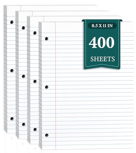 400 Sheets Loose Leaf Paper Wide Ruled Filler Notebook Paper 8.5 x 11