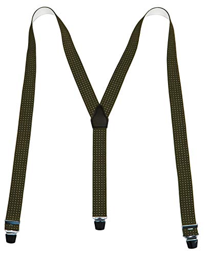 Schompi Herren Hosenträger breit - Gepunktet Y-Form Farbauswahl, Farbe:Grün Cover