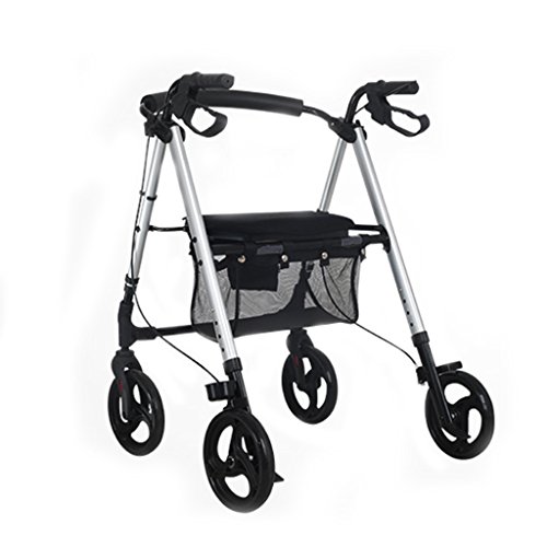 Leichter Aluminiumlegierungs-faltender Rollator gealterter Multifunktionsdruck-Einkaufswagen, grau