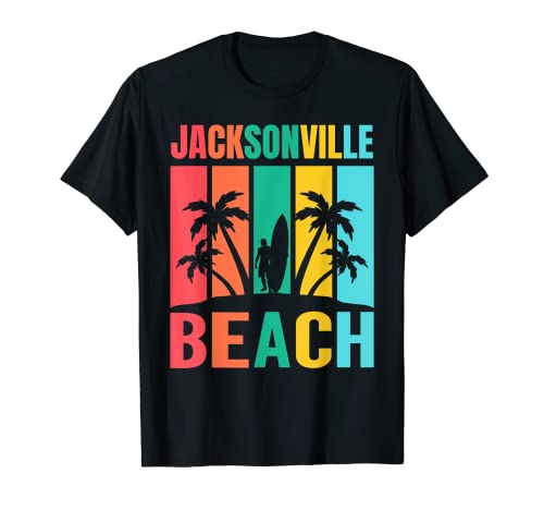 Jacksonville Beach Florida Surfing Verano Vacaciones Retro Camiseta