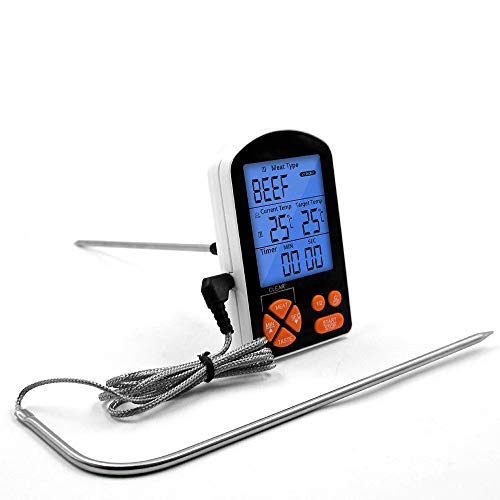 DHWOP Cooking Barbecue Thermometer Dual Probe Temperature Measurement Backlight Thermometer Outdoor Barbecue Kitchen Cooking Thermometer With Timing Alarm Function for Oven Grill BBQ Kitchen
