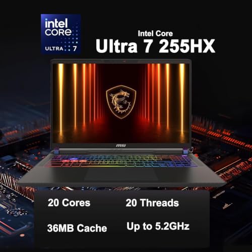 Image of msi Vector 16 HX AI Gaming Laptop 16 inch WUXGA IPS 144Hz Intel 20-core Ultra 7 255HX (>i9-14900HX) 64GB DDR5 2TB SSD GeForce RTX 5070 Ti RGB Backlit Thunderbolt5 Win11 ICP Hub