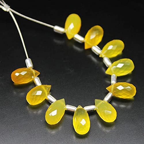 Perles en chalcédoine jaune gouttes pour cadeau de bijoux faits main