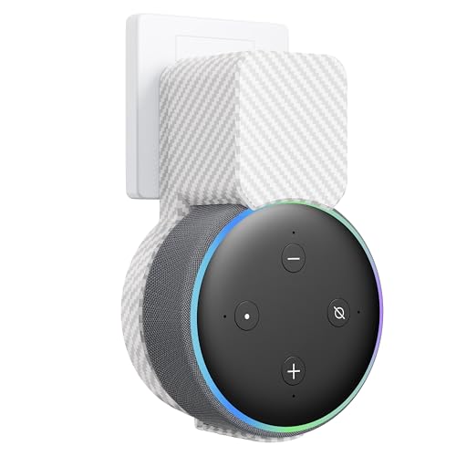 Image of Wall Mount Holder for Echo Dot 3rd Generation, Space Saving Accessories Smart Home Speakers, Clever Echo Dot 3rd Gen Accessories with Built-in Cable Management without Messy Wires - Carbon Fiber White