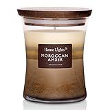 HomeLights 3-Layer Highly Scented Candles - Medium Hourglass Candle for Home - Moroccan Amber, Aroma
