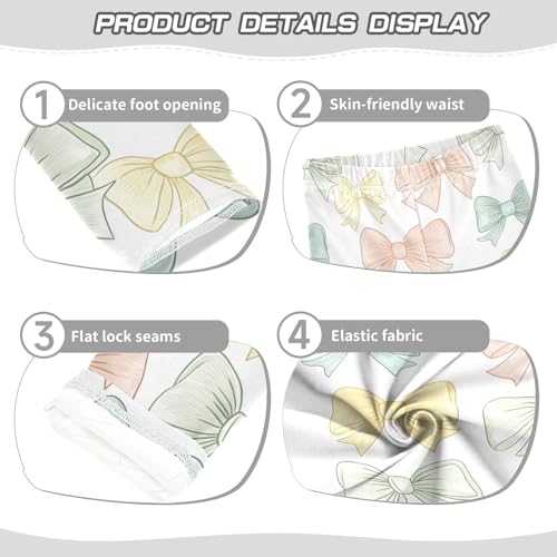 Wusikd Cute Bows Girls' Leggings Toddler Doodles Kids Yoga Pants Dance Active Tights 4T3