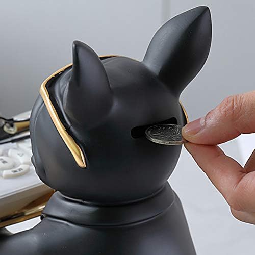 liujuan CRGANGZY Cool Dog Sculpture Bulldog Resin Decorative Figurine Storage Tray Coin Bank Entrance Key Snack Holder Modern Art Statue Home Desktop Desk Ornament Decoration