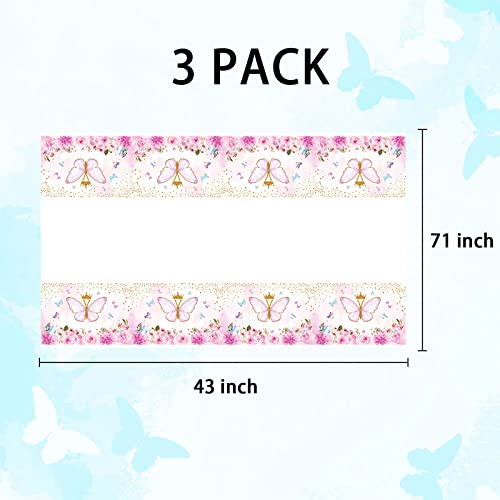 Pink Butterfly Tablecloth 3 Pack Summer Fairy Garden Spring Flowers Disposable Rectangle Table Cover Tea Party Decorations Princess Party Favors For Girls Birthday Baby Shower Party Supplies 43 X 71’ #TOP5
