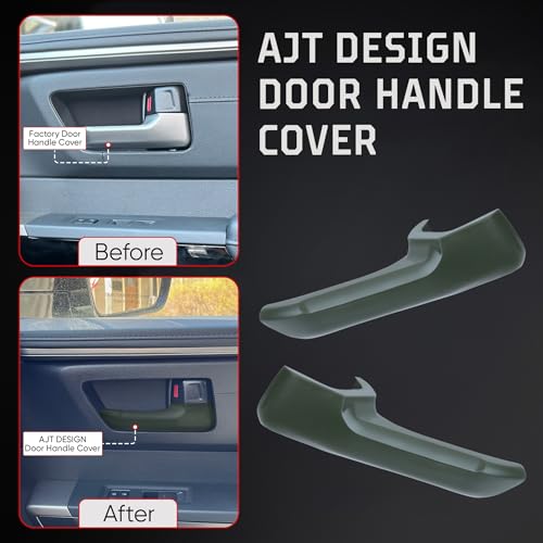Image of AJT DESIGN Door Handle Covers Compatible with Toyota Tundra (2022+), Tacoma (2024+) & 4Runner (2025+) | Interior Accessories | High Strength ABS Plastic | Made in USA | 4 Piece Set - Army Green