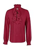 Runcati Mens Pirate Medieval Shirts Ruffle Steampunk Victorian Cosplay Costume Gothic Renaissance Shirt Viking Tops Red
