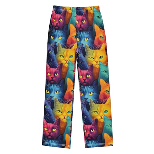 ALAZA Colorful Cat Animal Kitten Pajama Lounge Pants Long Sleep Pajama Bottoms with Pockets