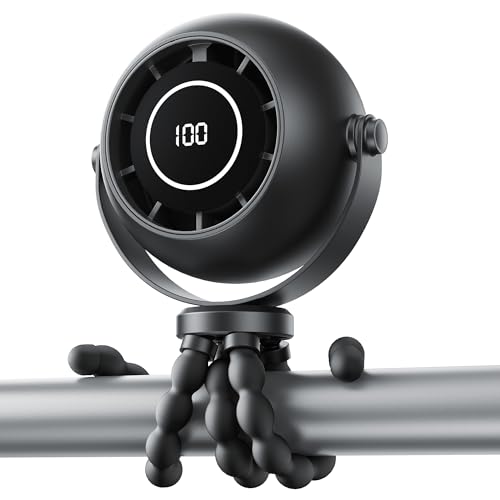 SUXOVQ Bladeless Portable Baby Stroller Fan 4000mAh Black