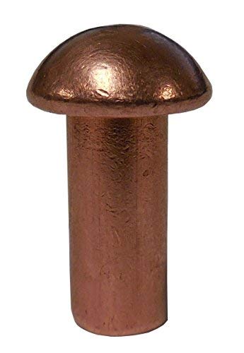 1/4 Dia. X 1/2 Length Copper Solid Rivet, Round Head, Plain Finish, (Pack of 1lb - Approximately 70 Pieces)