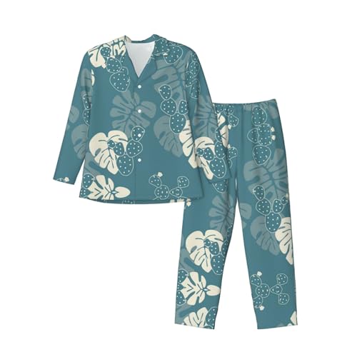 Pyjama long homme en satin imprimé feuilles chic et doux