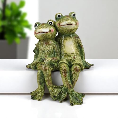 DARO DEKO Kunststein Garten-Figur sitzendes Frosch-Paar 31 x 40cm Dekofigur Skulptur Gartendeko