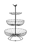 Auroni - frutero de 3 pisos - Cesta de frutas metálica para mostrador y organizador cocina – Fruteros de cocina negro estilo vintage – Para verduras y frutas frescas